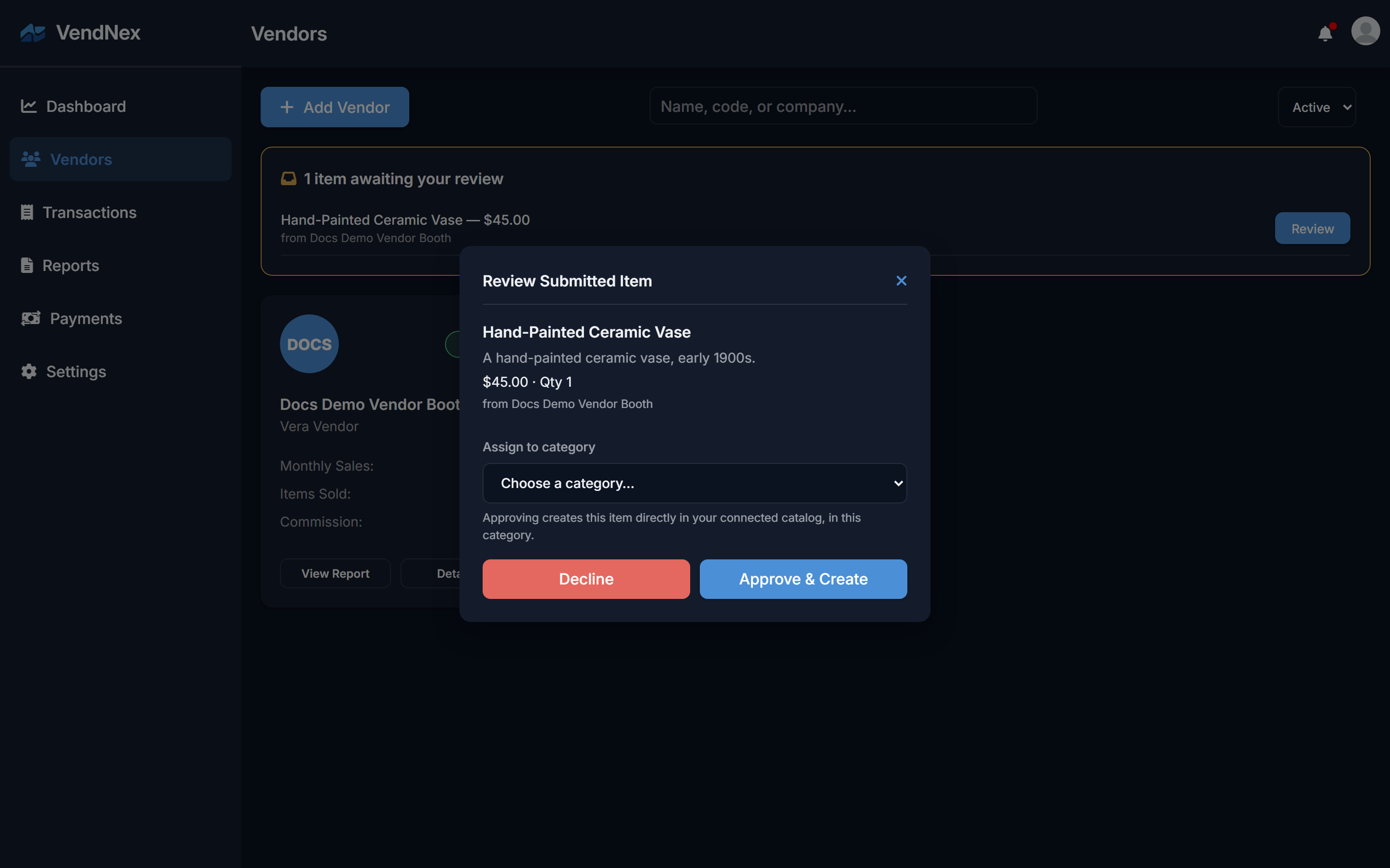 The item review dialog