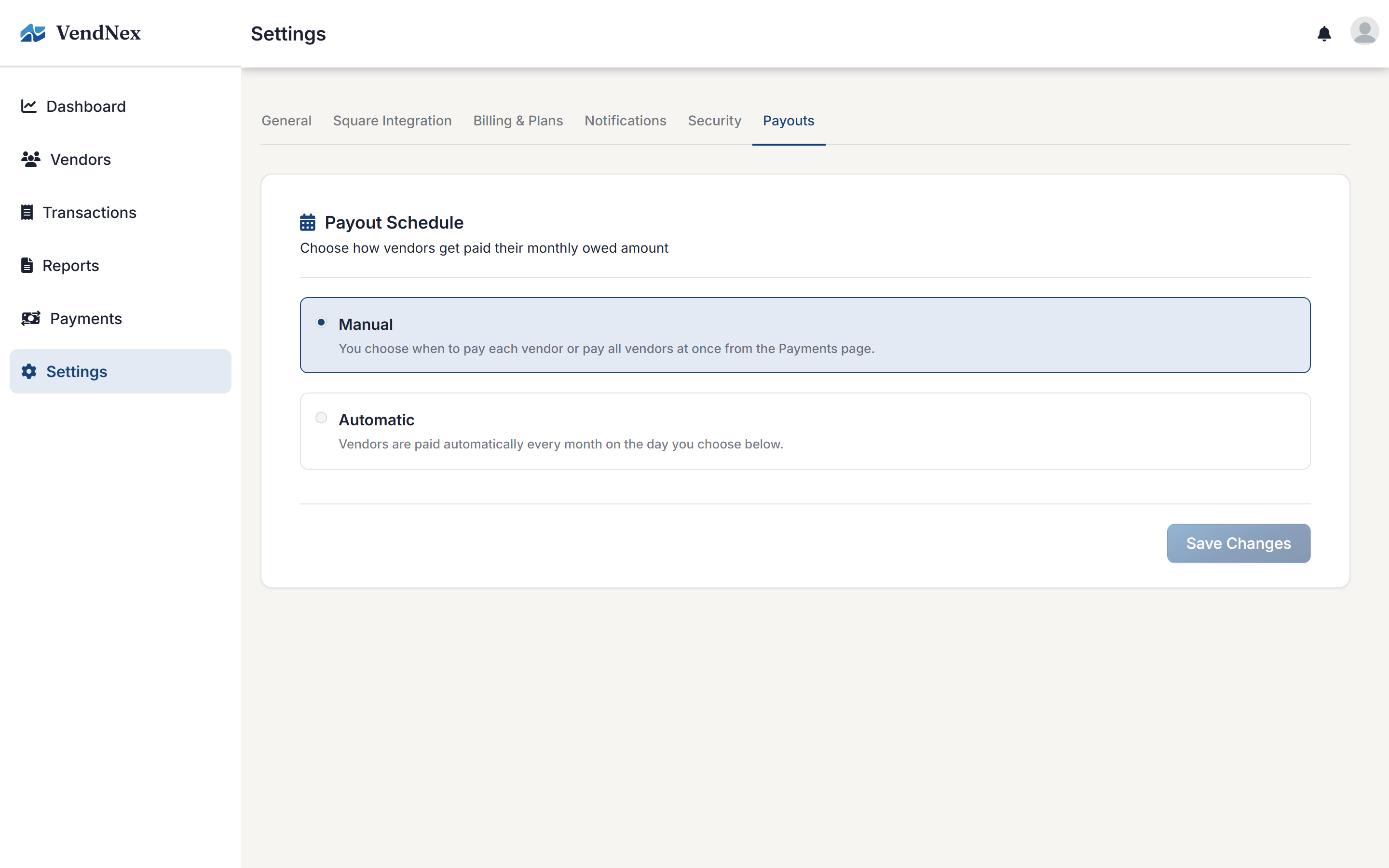 Settings → Payouts